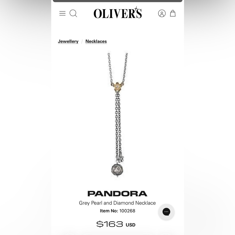 Pandora Two-Tone Necklace and earrings with Diamond Flower. Discontinued